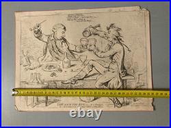 Très Belle Gravure, God Save The King, James Gillray XVIIIe 1795 Ancien Litho