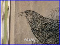 Très Belle Gravure Joseph Hecht Aigle Royal Art Animal Oiseau Rare 1928 Ancien
