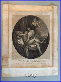 Très Belle Gravure Sur Papier VENUS ET ADONIS. GIOVANNI FOLO. ITALIE. XVIII-XIX