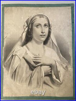 Très Belle Gravure lithographie Sur Papier carton imp delarue paris vierge art