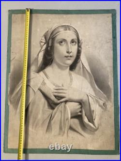 Très Belle Gravure lithographie Sur Papier carton imp delarue paris vierge art