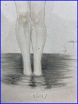 Très Belle gravure FEMME NUE Erotique Nu pointe seche hans leu art deco 1920 nue