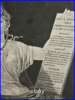 Très rare gravure 18è Révolution française. Droits de lHomme
