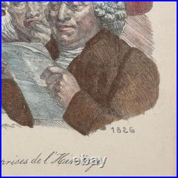 Trois gravures caricatures en couleur par L. Boilly 1825 W916