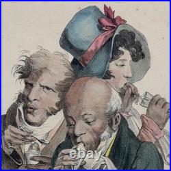 Trois gravures caricatures en couleur par L. Boilly 1825 W916