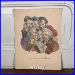 Trois gravures caricatures en couleur par L. Boilly 1825 W916