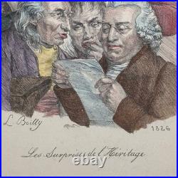 Trois gravures caricatures en couleur par L. Boilly 1825 W916