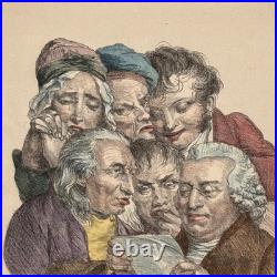 Trois gravures caricatures en couleur par L. Boilly 1825 W916