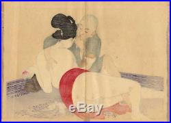 UWEstampe japonaise érotique shunga originale Eisen Tomioka 1900 28 H30 D12
