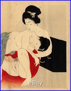 UWEstampe japonaise érotique shunga originale Eisen Tomioka 1900 29 H30 D30