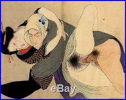 UWEstampe japonaise érotique shunga originale Eisen Tomioka 1900 31 H30 D08