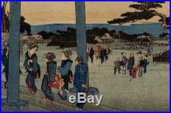 UWEstampe japonaise originale Hiroshige Tomigaoka Hachiman 24 G58 L08