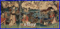 UWEstampe japonaise originale triptyque Toyokuni III 30 M22