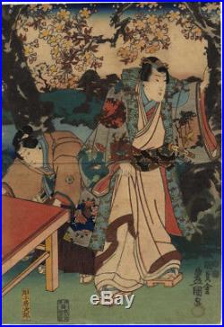 UWEstampe japonaise originale triptyque Toyokuni III 30 M22