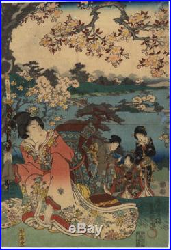 UWEstampe japonaise originale triptyque Toyokuni III 30 M22