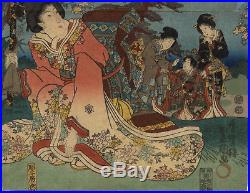 UWEstampe japonaise originale triptyque Toyokuni III 30 M22