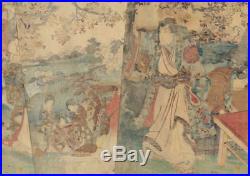 UWEstampe japonaise originale triptyque Toyokuni III 30 M22