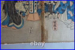 Utagawa Kuniteru (1808-1876) estampe japonaise grand triptyque XIXème