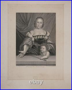 Vénus Et Amour Gravure Sur Cuivre 1794 Par B. Hübner D'Après Holbein