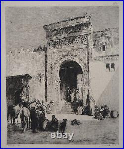 Victor HUGUET Mosquée de Bou-Médine Gravure, Signée #Durand Ruel 1873