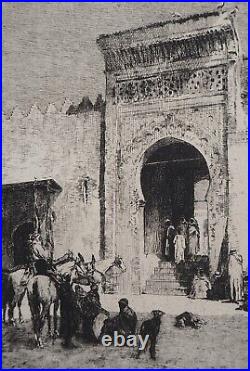 Victor HUGUET Mosquée de Bou-Médine Gravure, Signée #Durand Ruel 1873