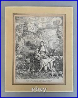 Vierge à l'enfant dans un paysage, gravure d'après Sadeler et Dürer, XVIIe