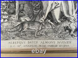 Vierge à l'enfant dans un paysage, gravure d'après Sadeler et Dürer, XVIIe