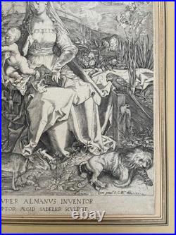 Vierge à l'enfant dans un paysage, gravure d'après Sadeler et Dürer, XVIIe