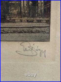 Vintage Antique Emil Singer Signée Gravure Imprimé Wien, Karlskirche