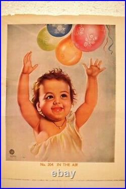 Vintage En The Air Bébé Avec Ballons Par Raghuvir Mulgaonkar Lithographie Print