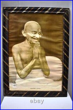 Vintage Mahatma Gandhi Fondateur De Gratuit Inde Chromolithography Imprimé