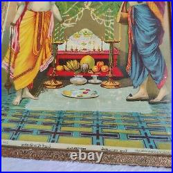 Vintage Raja Ravi Varma Presse Imprimé De'Satyanarayan' Avec Original En Cadre