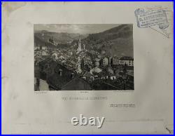 Vue Generale De Plombieres Lithographie Par Aubrun 1863