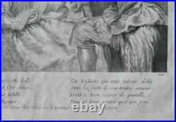 Watteau Pour nous prouver que cette belle. Gravure de Surugue, époque 18ème