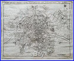 XVIII ème Plan de Paris Rare & Belle Carte par P Van Der Aa 40x30 de 1710