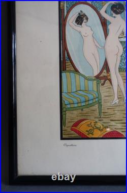 Xavier Sager (1870-1930) lithographie originale Art déco Coquetterie