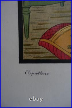 Xavier Sager (1870-1930) lithographie originale Art déco Coquetterie