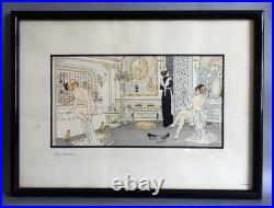 Xavier Sager (1870-1930) lithographie originale Art déco Préparatifs de bain