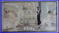 Xavier Sager (1870-1930) lithographie originale Art déco Préparatifs de bain