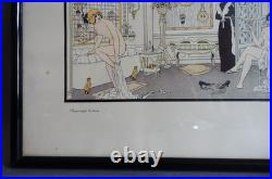 Xavier Sager (1870-1930) lithographie originale Art déco Préparatifs de bain