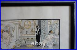 Xavier Sager (1870-1930) lithographie originale Art déco Préparatifs de bain