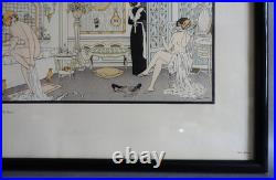 Xavier Sager (1870-1930) lithographie originale Art déco Préparatifs de bain