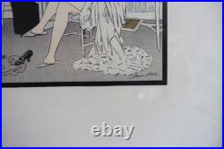 Xavier Sager (1870-1930) lithographie originale Art déco Préparatifs de bain