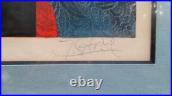 Yves Ganne. Lithographie originale signée et numérotée, la femme au bouquet